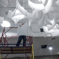 Installation of a designer Paralume ceiling in a shopping center 