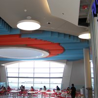 Colourful cafe ceiling 