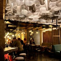 Decorative ceiling in the Caldera bar, Petropavlovsk-Kamchatsky 