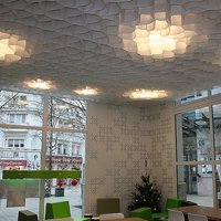 Lights integrated into the honeycomb of a Honeycomb ceiling 