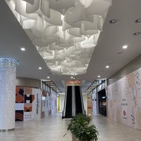 Decoration of the shopping center in Kazan.  Suspended ceiling Paralume 